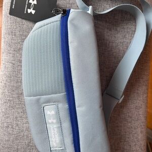 Under Armour Light Blue Sling Belt Bag with Royal Blue Zipper
